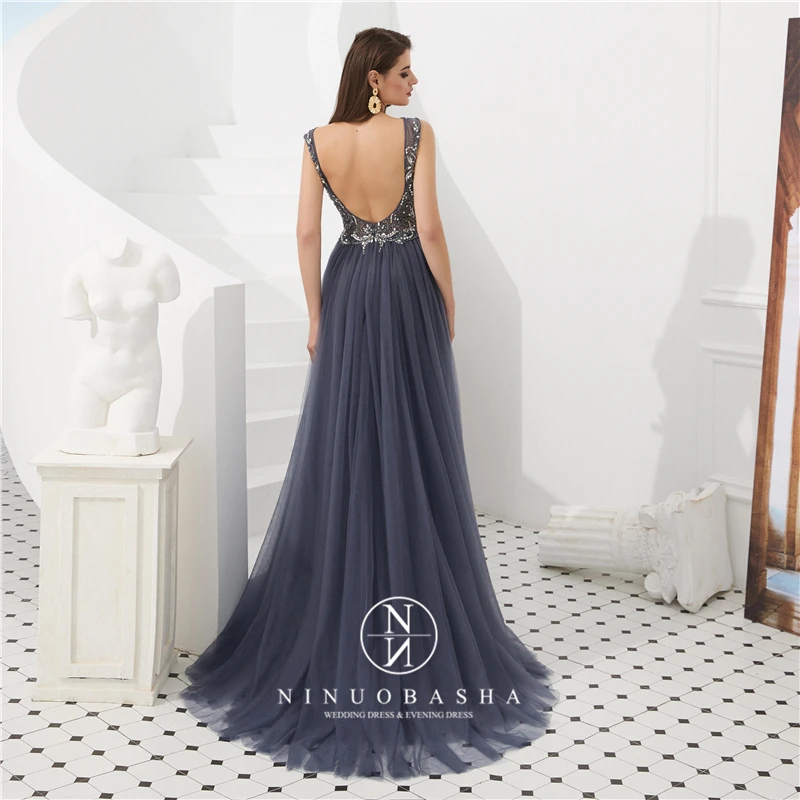 Luxury Elegant Heavy Crystal Beaded Gown Sleeveless Evening Gown Long Skirt Women Dresses