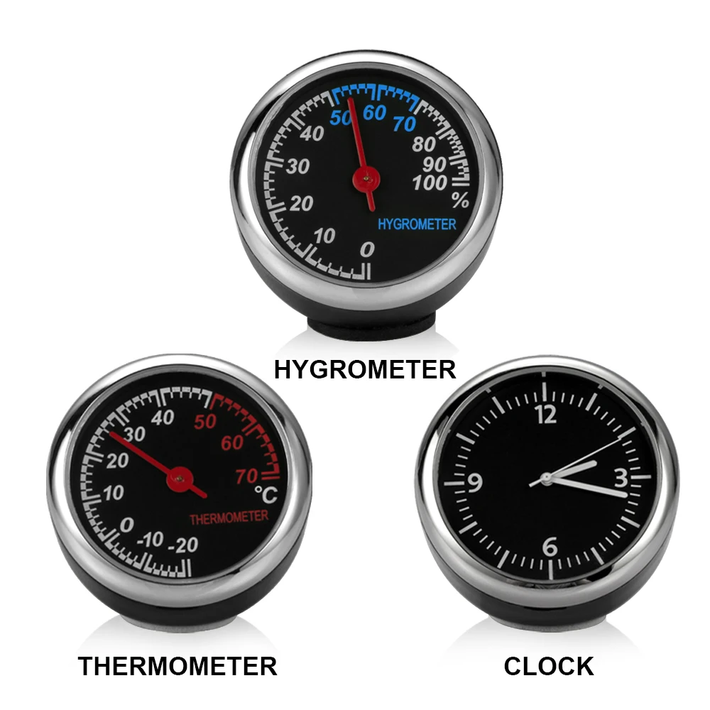 3pcs/set Mini Car Automobile Digital Clock Auto Watch Automotive Thermometer Hygrometer Decoration Ornament Clock