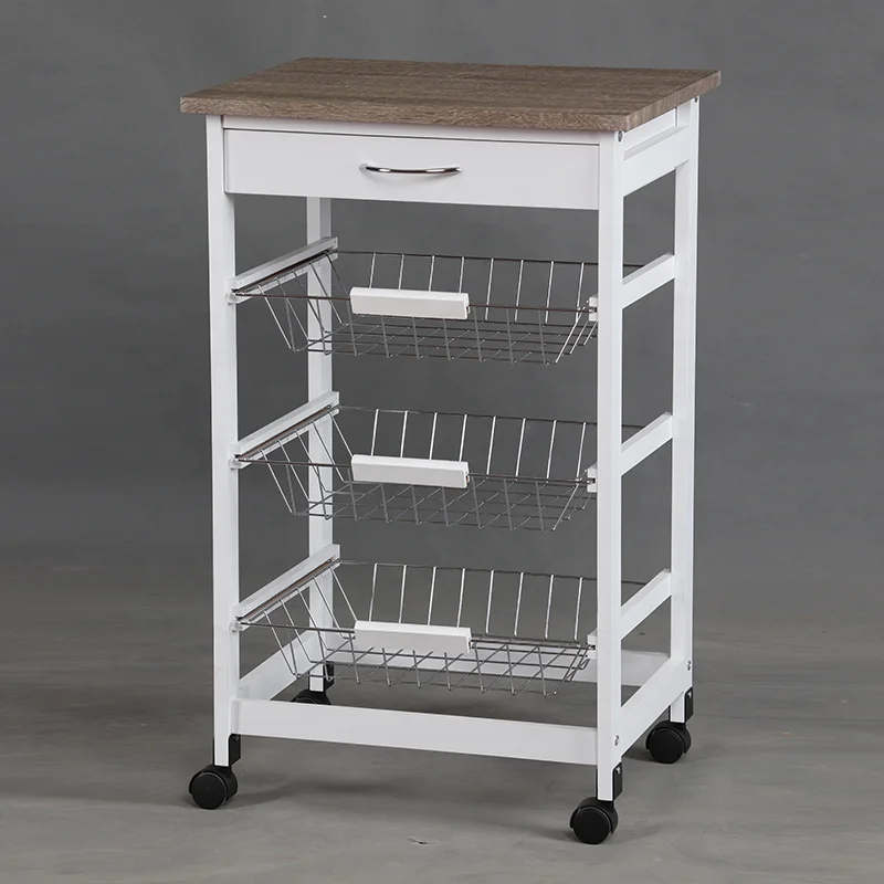 
Europe style MDF PVC Material kitchen furniture wooden trolley 