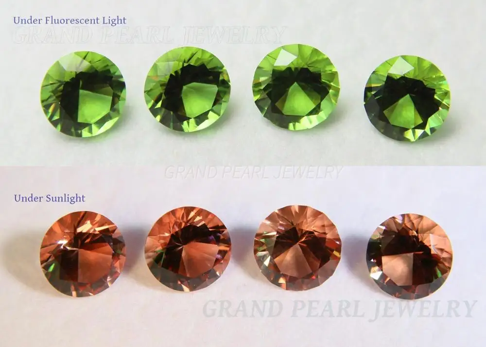 Color-change Nanosital 10mm round brilliant cut