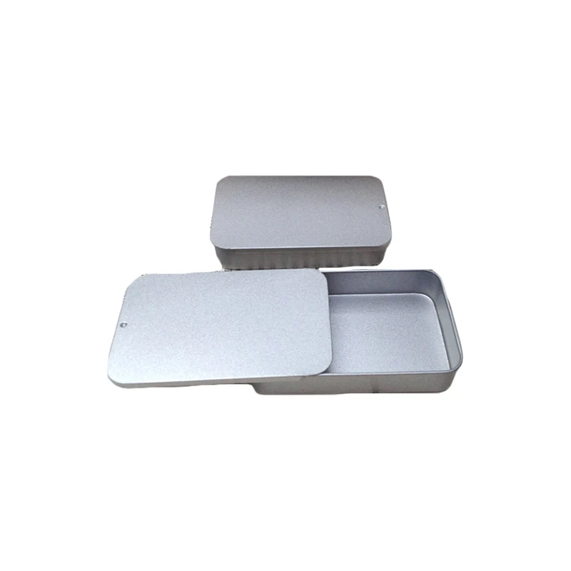 Индивидуальный Логотип 40 мл красивая подарочная коробка Серебряный цвет скользящая крышка квадратная алюминиевая жестяная коробка