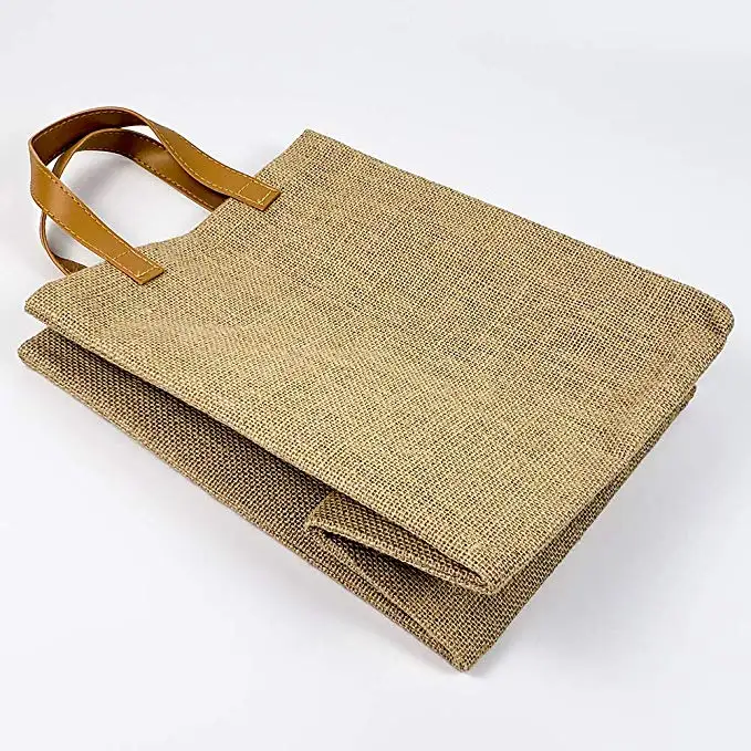Custom Printed Burlap Handbag Eco Reusable Shopping Jute Tote Bag