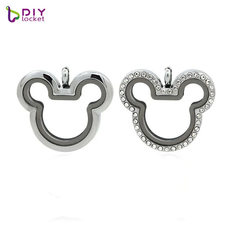 Diy Locket Magnetic Cute Mickey Glass Floating Charm Necklace For Diy Personalized Locket Pendant Jewelry