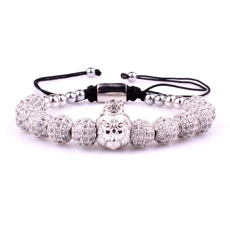 DAICY jewelry wholesale hot selling hip hop custom micro pave cz iced out men gold bead lion bracelet