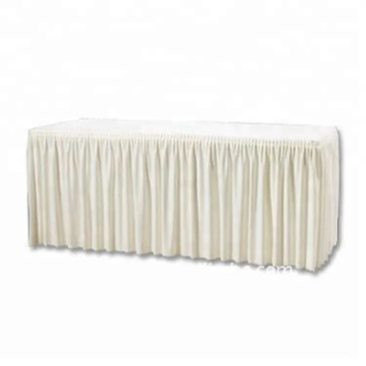 White Polyester Rectangle Table Skirting Linen