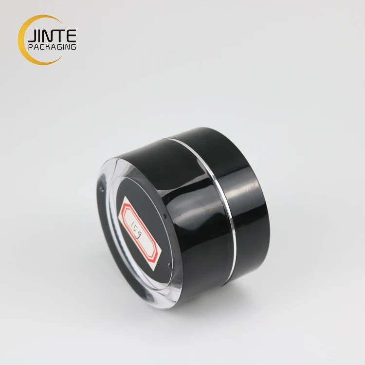 Free Sample Luxury Cosmetic Packaging Acrylic Black Plastic Nail Gel Jar 15g