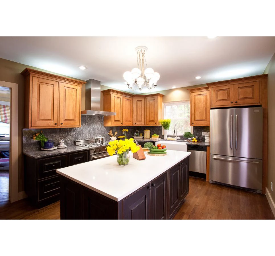 Solid Wood New Classic Style Design Cuisine Moderne Cupboard Kitchen Cabinet Set