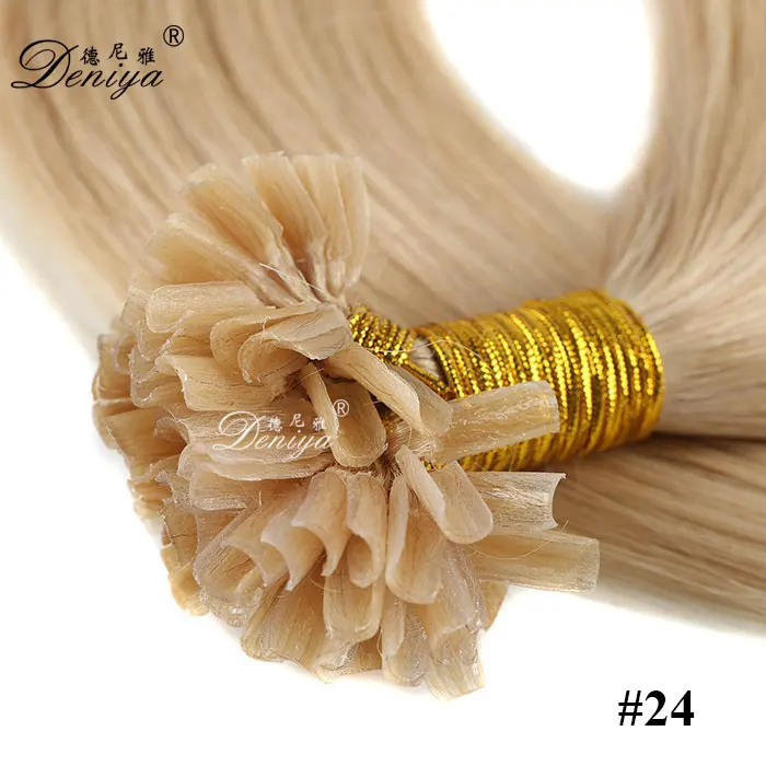 22 inches #22 brown color high quality hot selling u-tip remy doouble drawn human hair extensions