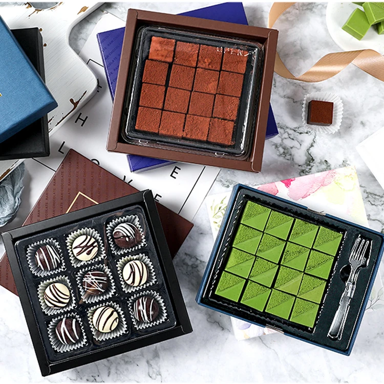 Premium laser cutting chocolate carton packaging box chocolate truffle boxes with 9 cavity