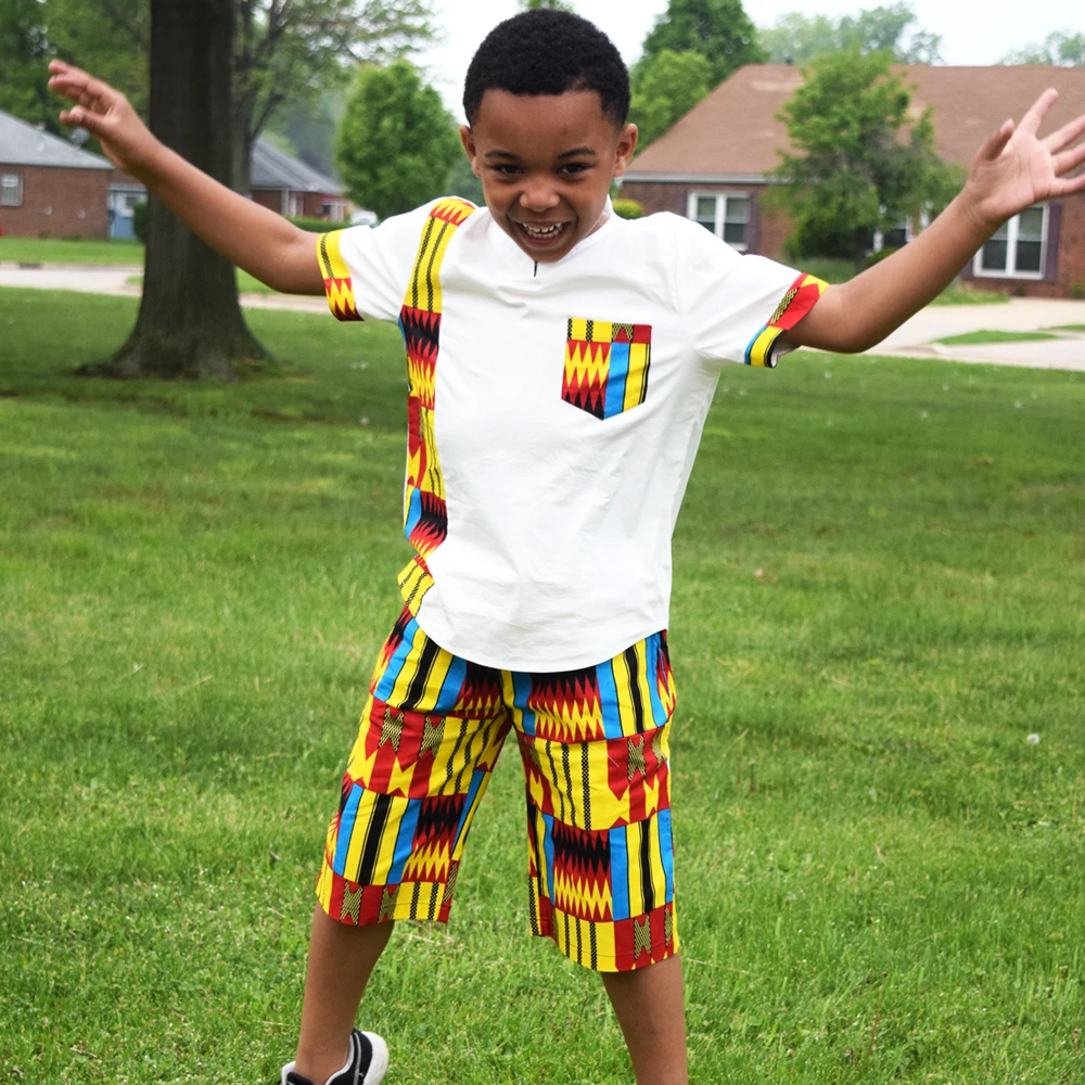2022 Summer African print style Kids Clothes Kids Ankara Two Piece Set Casual Wear