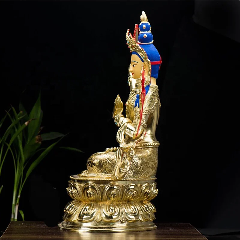 Casting Bronze Golden Buddha Statues Decorative Manjushri Buddha Figurine Religious Art Collectible Small Buddha Statue