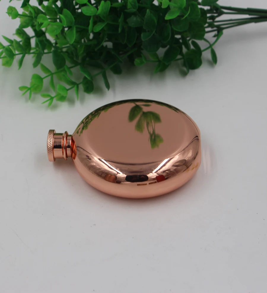 Copper Around Hip flask, 18/8 Eco-Friendly stainless steel 6oz copper Pocket hip Flask, Portable Stainless steel Copper Flask