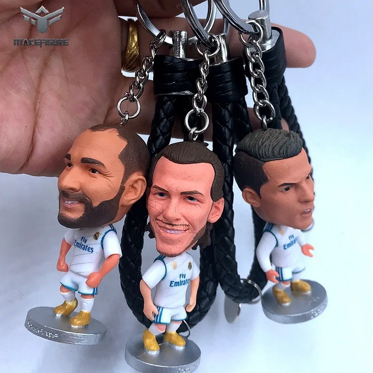 original football player keychain figure gift, high quality footballer figure keychain, famous world up football player keychain