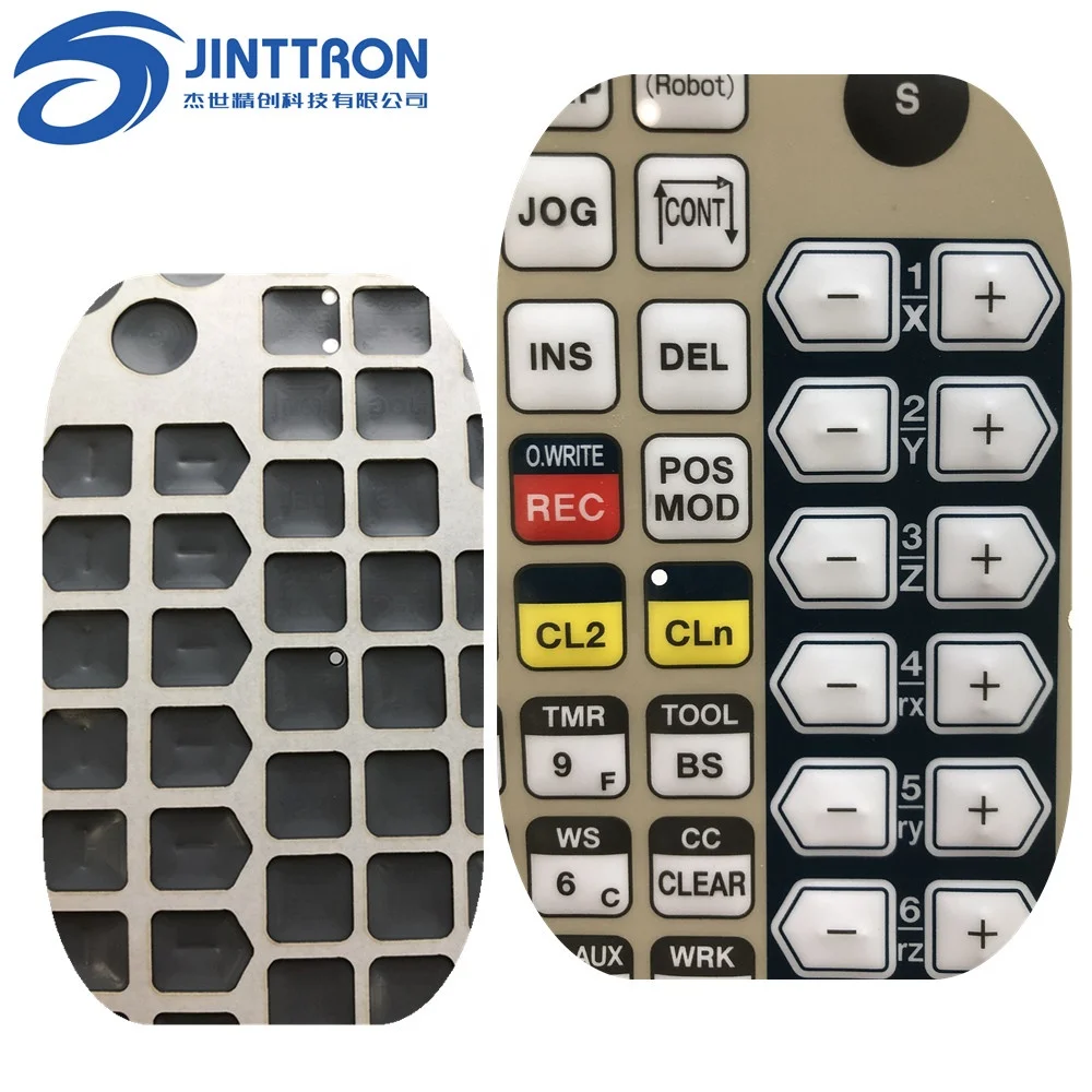 
Embossed blind spot on embossed button overlay label sticker 