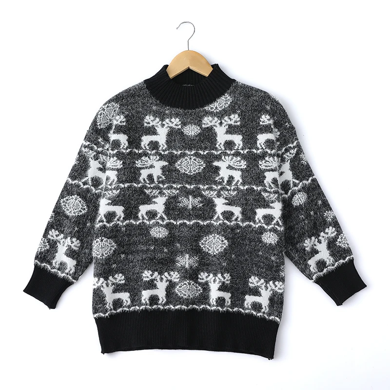 Womens Red Knit Wool Crewneck Holiday Sweater Christmas Unisex Adult Knitted Christmas Ugly Jumper Custom Men Christmas Sweater