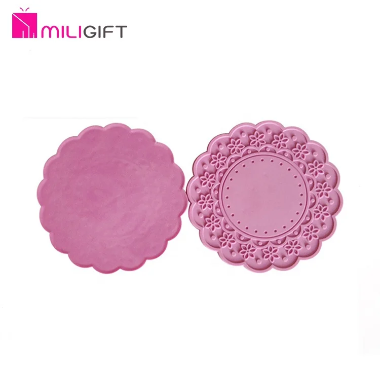 Оптовая продажа Розовый керамические накладки Противоскользящий силиконовый в форме цветка Кубок мат
