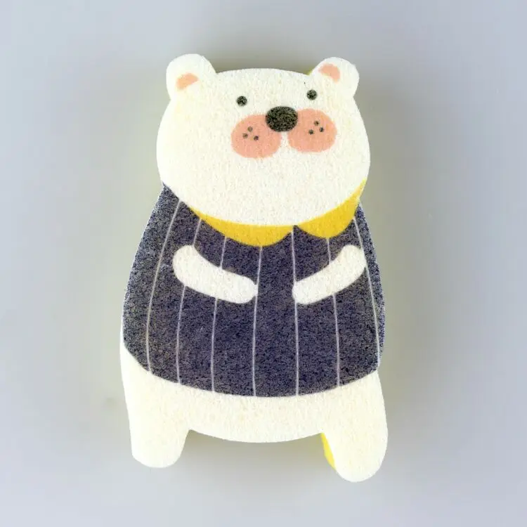 Мультяшная губка для мытья кухни в форме животных с печатной тканью из микрофибры