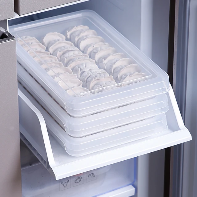 SHIMOYAMA Stackable Plastic Refrigerator Dumpling Storage Box Food Storage Container With A Lid