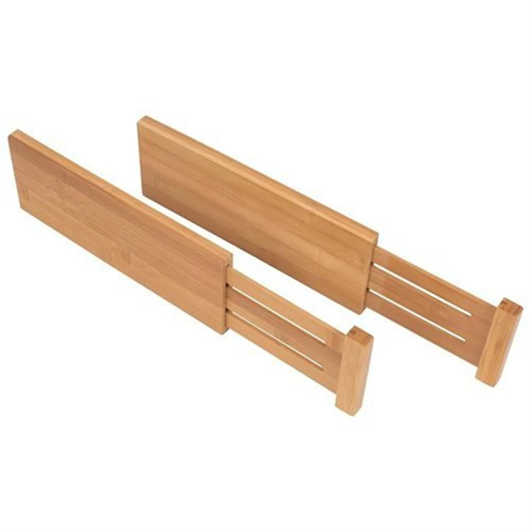 Bamboo Drawer Divider Organizer. Set of 4 - Spring loaded, Expandable, Adjustable & Stackable Dividers