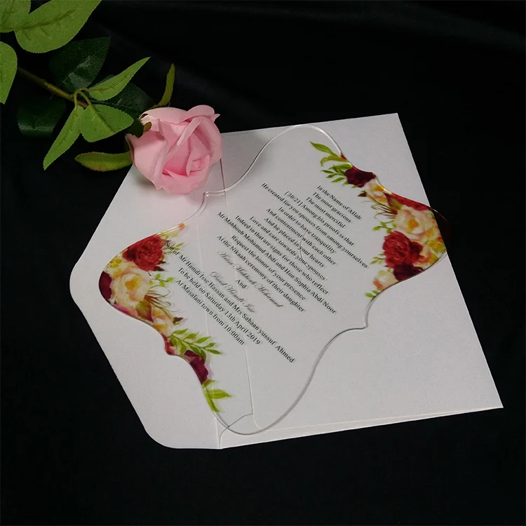 New Arrival Laser Cut Acrylic Material Acrylic Wedding Invitation Card