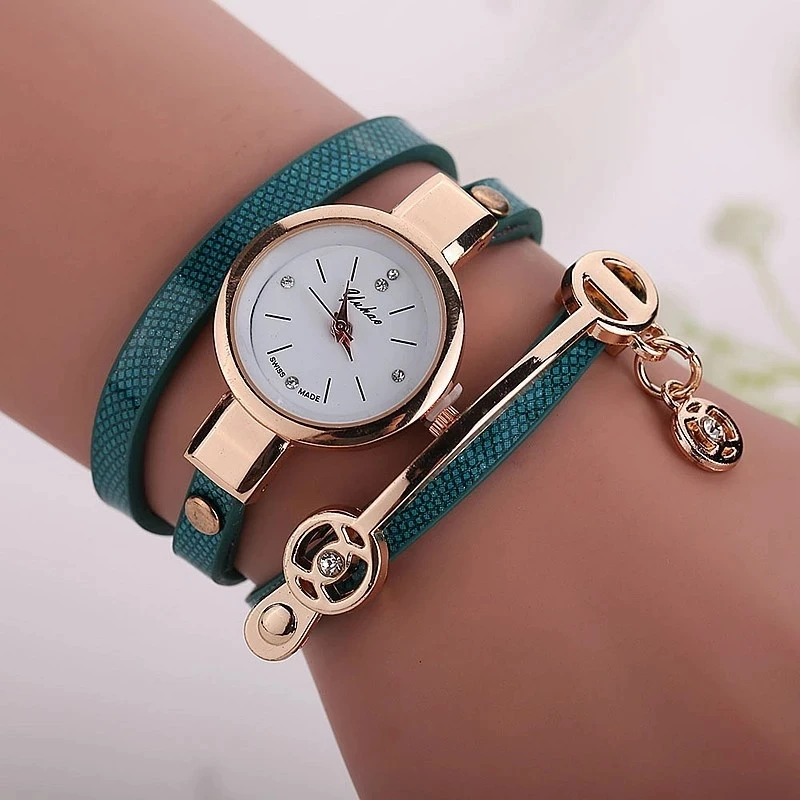 Fashion New Dress Color Ladies Bracelet women watches Casual Knit Long Leather Quartz Watch LNW027