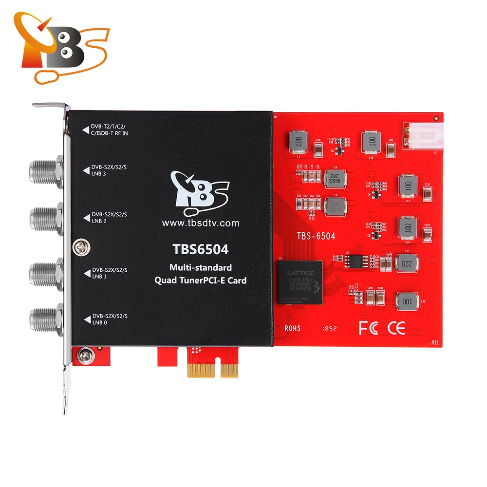 
TBS6504 Quad Tuner dvb s2 fta satellite receiver pci-e dvb-t2 tuner tv card ISDB-T DVB-C capturing card for IPTV streaming 