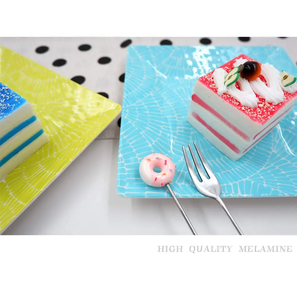  Безопасный и экологически чистый 8 дюймов меламина закуска десерт закуски торт палец-фуд сервировочный квадратная пластина