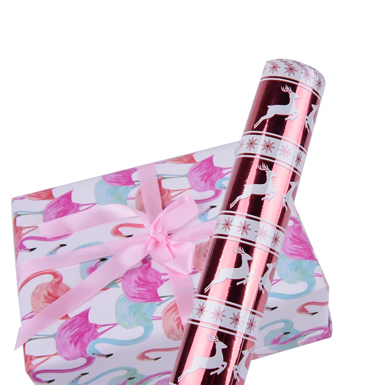 
Offset Printing CMYK 4 Color Christmas Elk Holographic Foil Wrapping Paper For Gift 