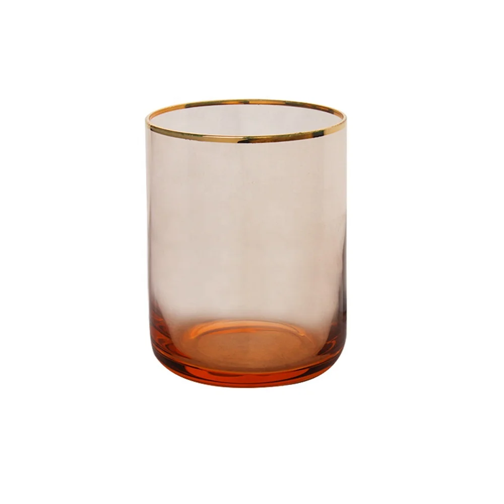 
Lovely Precious Fairytale Gold Rims Candle Holders Crystal Glass Pink Gold Rim Candle Holder 