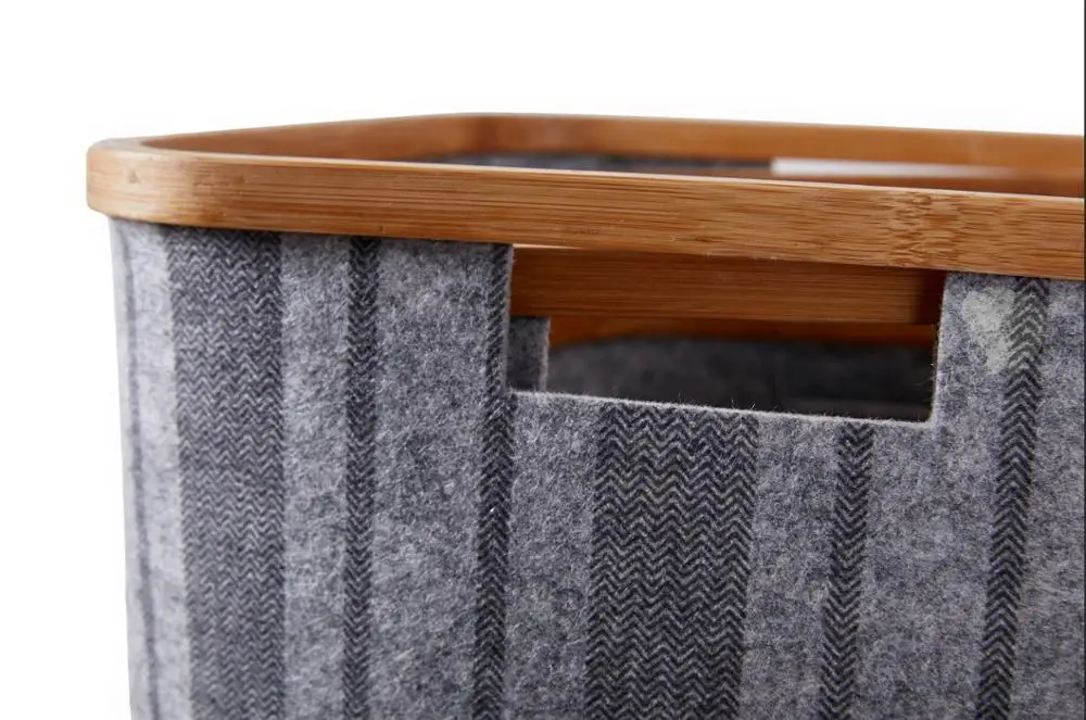 Wholesale handmade felt fire christmas bamboo laundry clothes decoration storage basket