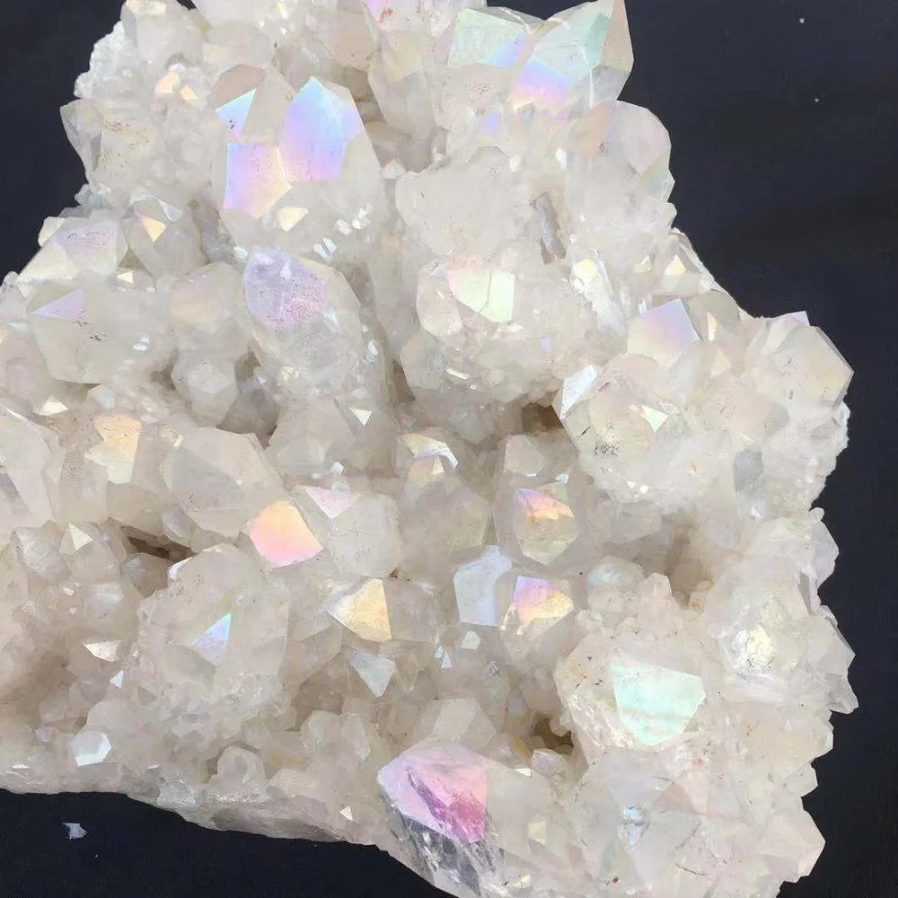 High quality Colourful White Angel Aura Quartz Point Electroplated Crystal Cluster For Decoration