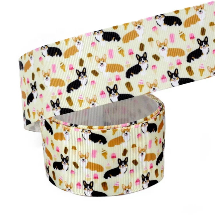 3 inch grosgrain floral custom printed logo ribbon