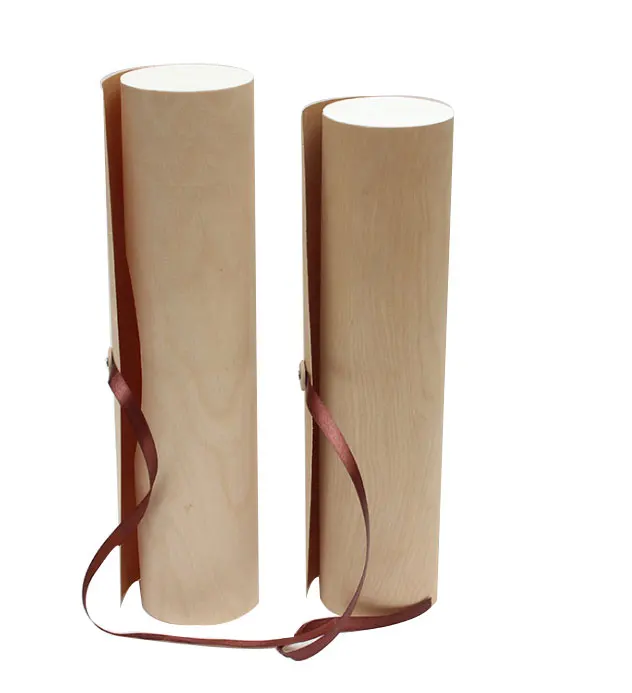 Custom antique color paulownia single wood wine bottle box cylinder wooden wine gift box