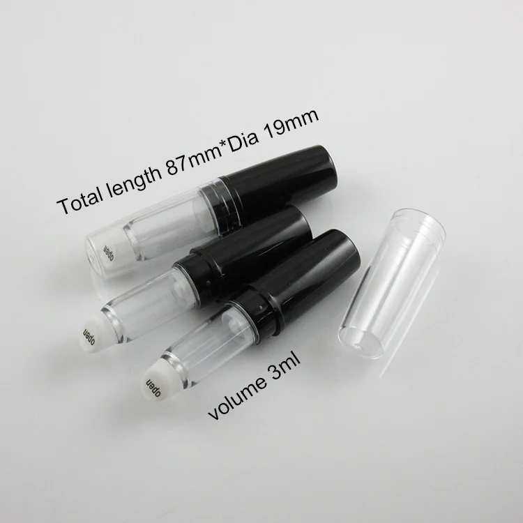 
moq 500pcs TM-LG601 3ml black twist up lip gloss bottle empty lip stain container lip stick pen package 