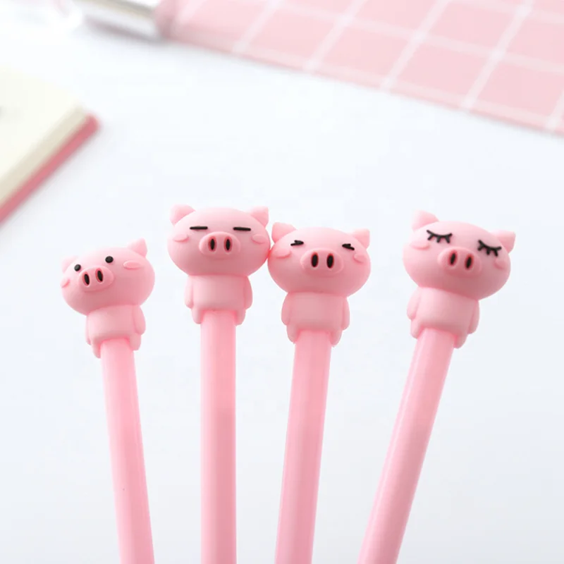 
Student Gift Signature Cute Pink Pig Shape Cartoon Kawaii Black Gel Pen 