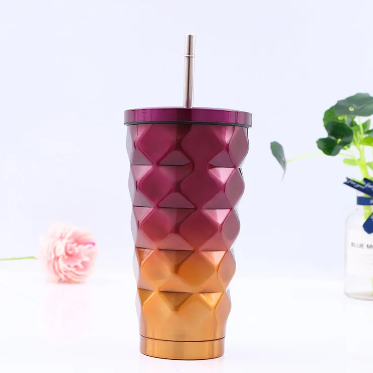 New design 550ml straw cup tumbler with lid and straw thermal tumbler car mug for gift