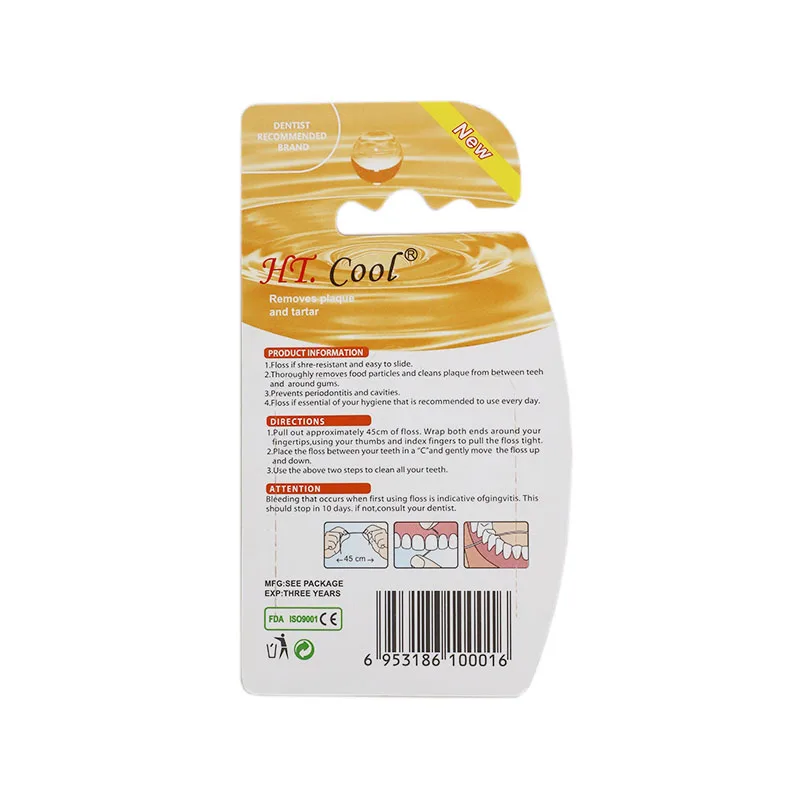 Triangle shape 50 meters dental floss waxed mint flavor