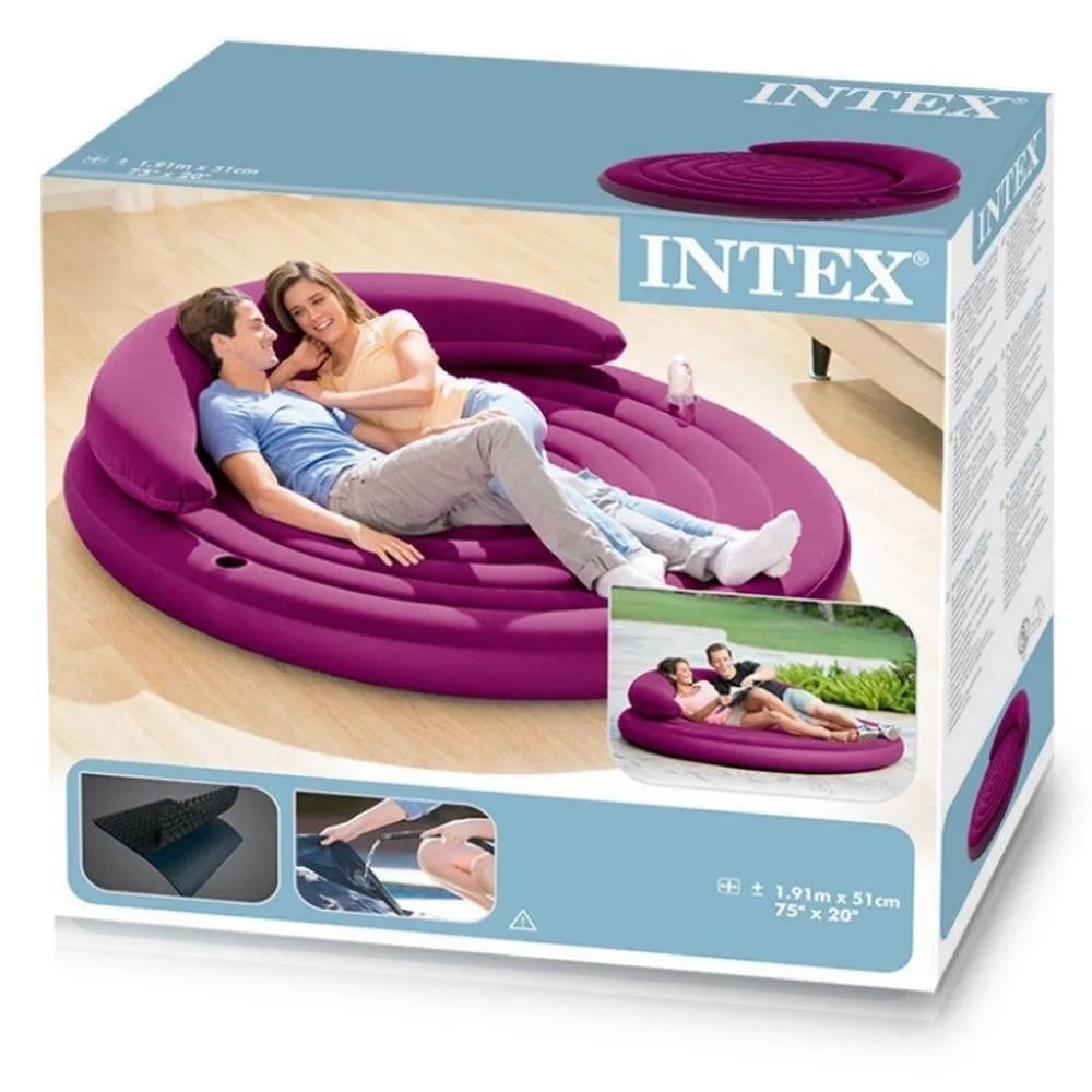 Intex 68661 круглый диван-кровать для гостиной со спинкой и подлокотник многофункциональная надувная подушка