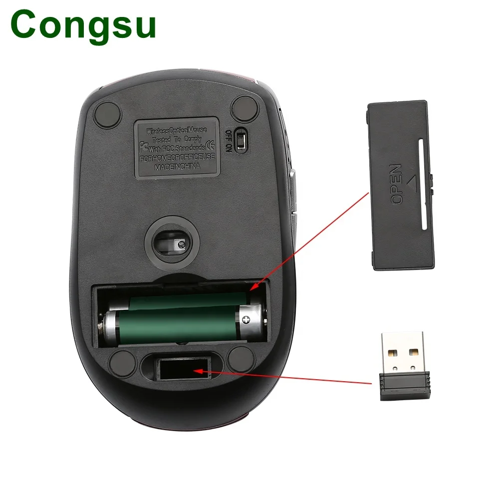 ANIMUSS Buttons Wireless Mouse Optical 1200DPI USB Gaming Mouse Mice for Laptop Notebook with USB Receiver