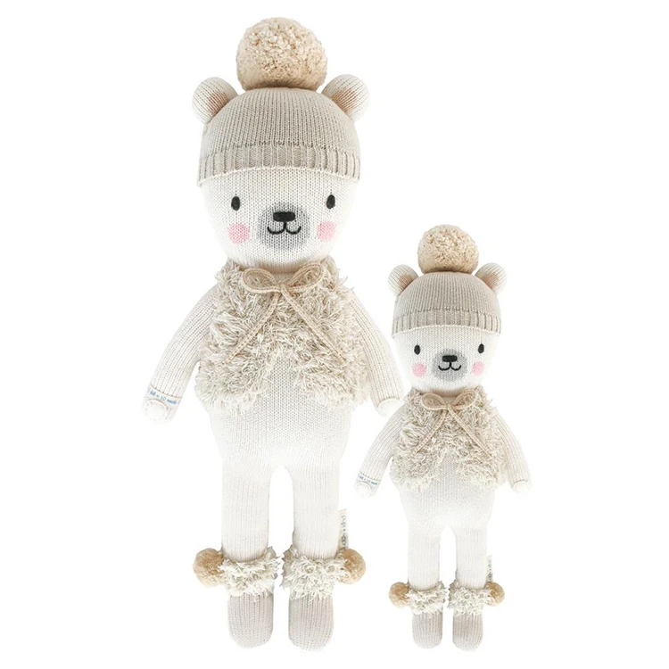 White knitted cute animal knitted cow stuffed toy for baby gifts