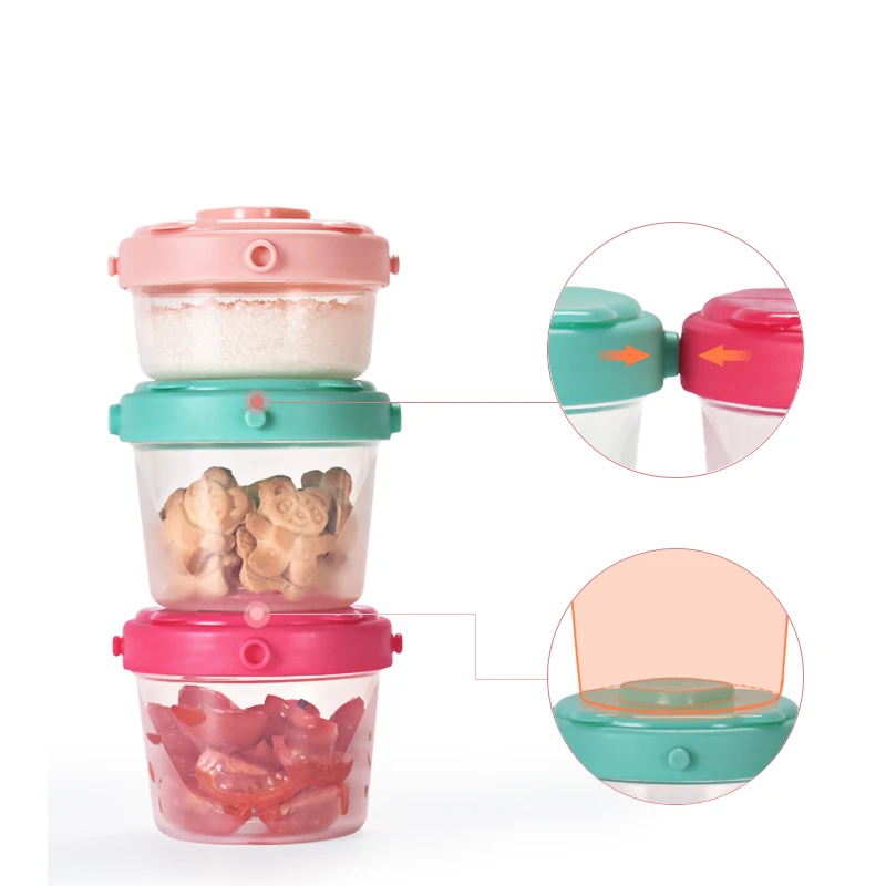 Food Grade Sealed leakproof Vacuum Baby Fresh Food Storage Container Silicone Lunch Box with Lid for Toddler Stackable Snack