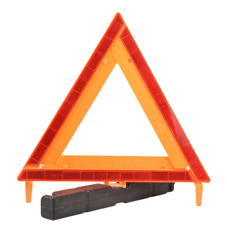 Car road safety tripod warning sign vehicular car towing reflective warning triangle dot distance from car
