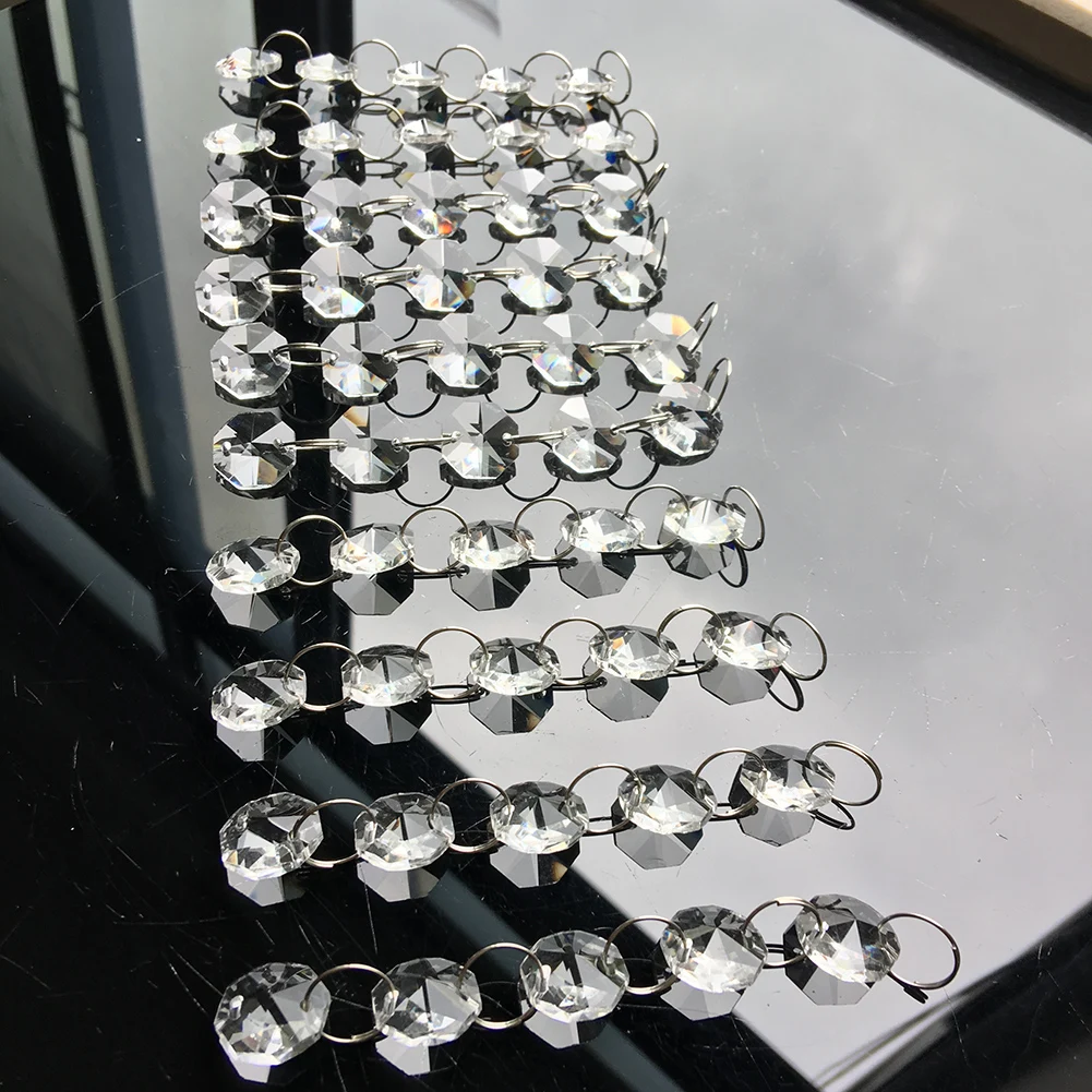 Handmade Glass Art Clear Beads Chain Chandelier k9 Crystal Suncatcher DIY Hanging Prism Decor Faceted Home Decor