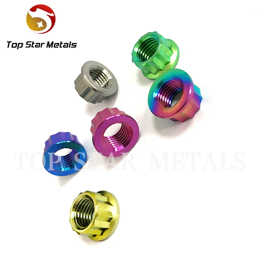 TITST  12PT Titanium Forged Bolts Titanium Bi Hex nut  M8 M10 M12  12 point flange  titanium Nut