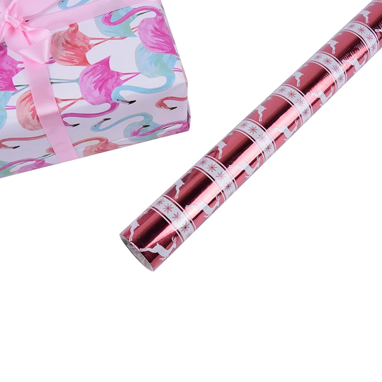 
Offset Printing CMYK 4 Color Christmas Elk Holographic Foil Wrapping Paper For Gift 
