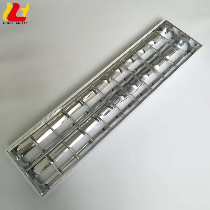Hot Selling Recessed Mounted Protective Mini 300x1200mm 3x18w Aluminum Iron T8 Fluorescent Office Grille Fixture Ceiling Lamp
