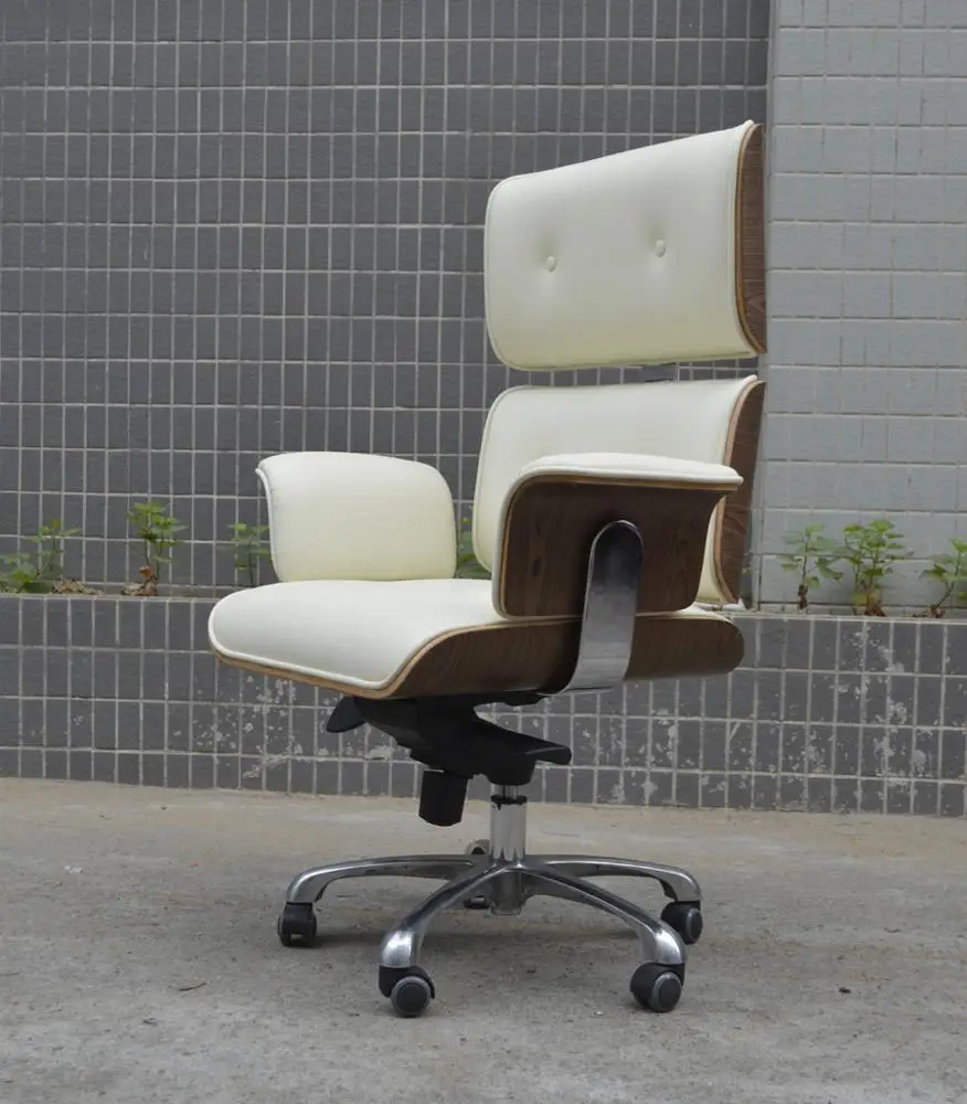 
Luxury Bent Plywood Swivel Executive Genuine leather office chair 