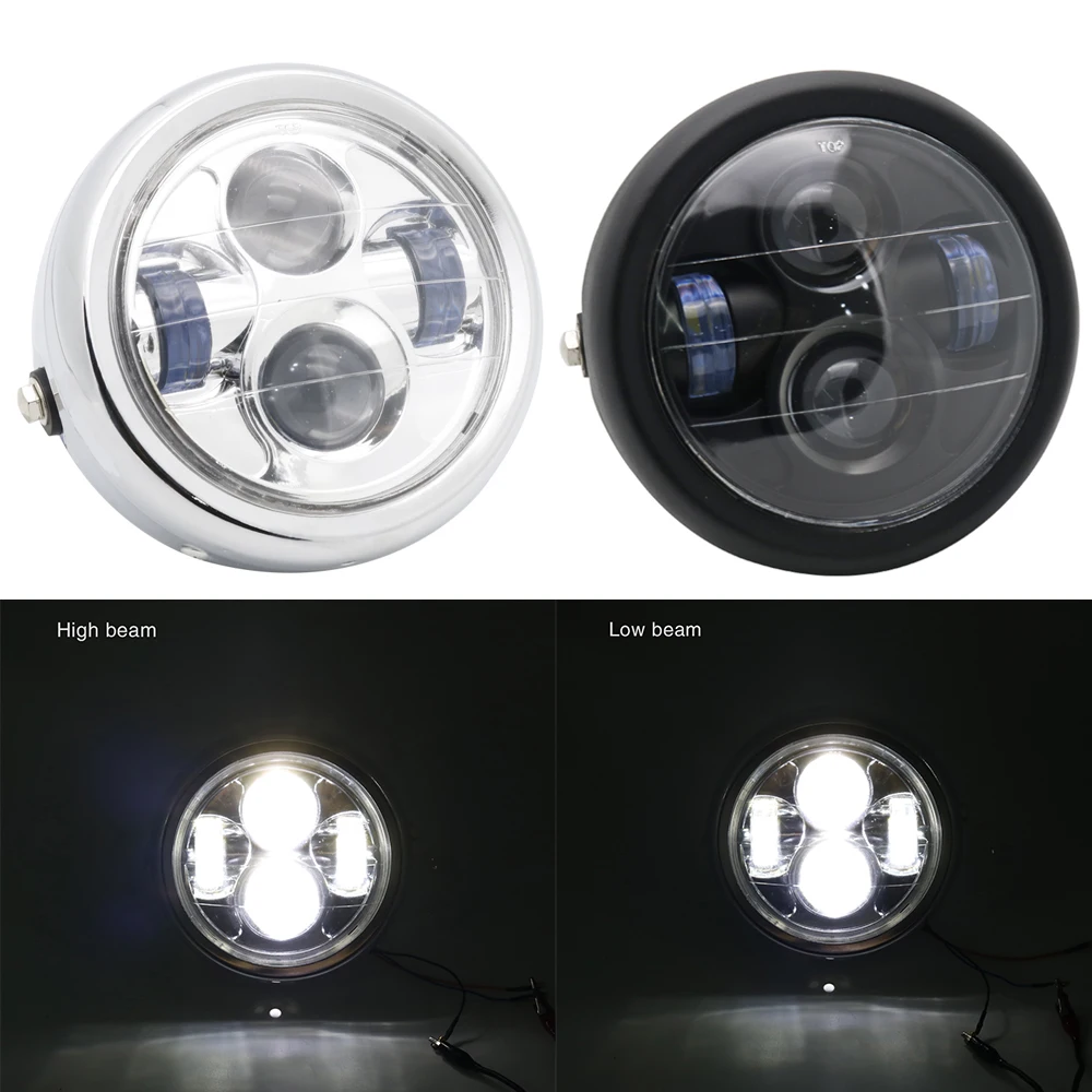 Светодиодная мотоциклетная фара 6,5 дюйма, 12 В, с ангельским глазом, подходит для Sportster Cafe Racer Bobber Iron 883 Dyna