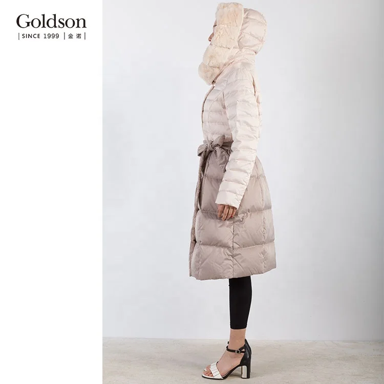 Fashion brand ladies long parka women goose down jacket rabbit fur jacket