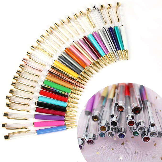 New Style Hot-sale Custom Metal Floater Glitter Pen DIY Marble Color Empty Ballpoint Pen